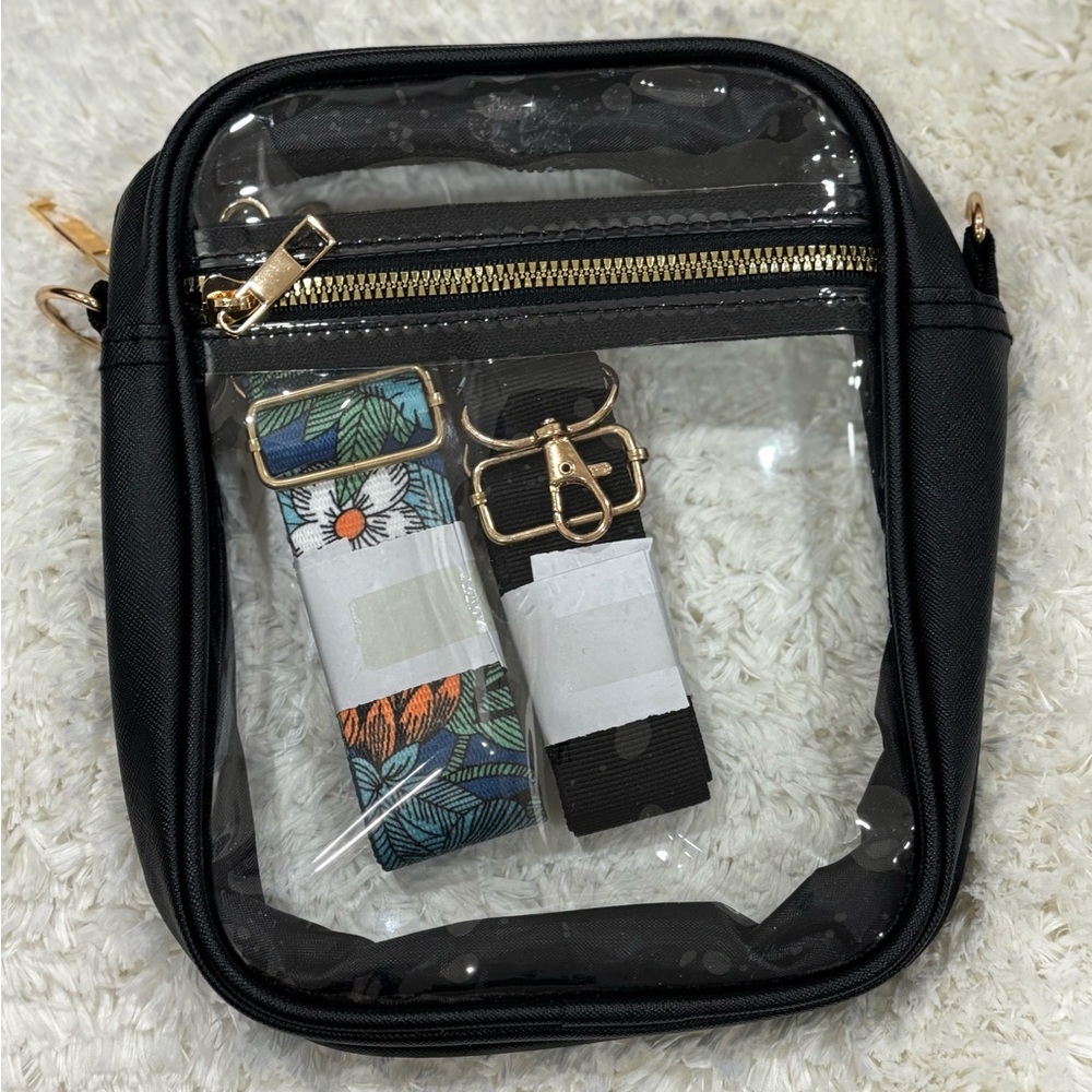 Amazon Black Clear Crossbody Bag with Colorful Straps